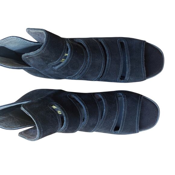 Seychelles Womens Black Suede Strappy Leather Peep Toe Ankle Booties 7M - Picture 7 of 8